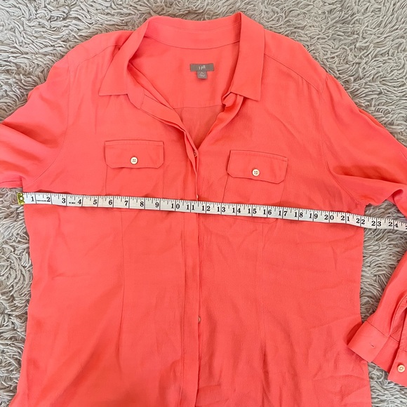J. Jill Coral Color Button Down Tunic Top Size L Petite Rayon - Picture 8 of 12